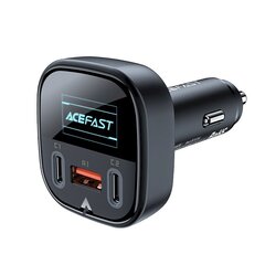 Автомобильное зарядное устройство с дисплеем, Acefast, 2x USB, C 1x USB, 101 Вт, QC 4.0, черный цена и информация | Автомобильные электропринадлежности 12V | 220.lv