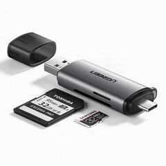 Универсальный кардридер micro SD для USB 3.0 и USB-C 3.0, серый цена и информация | Адаптеры и USB разветвители | 220.lv