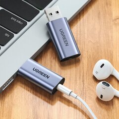 Аудиоадаптер для наушников, Ugreen CM3831, USB-A - miniJack 3,5 мм, серый цена и информация | Адаптеры и USB разветвители | 220.lv