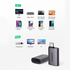 Видеоадаптер, Ugreen US3201, USB-C - HDMI 4K, серый цена и информация | Адаптеры и USB разветвители | 220.lv