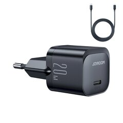 Сетевое мини-зарядное устройство, Joyroom JR-TCF021, со шнуром, для iPhone Lightning, USB-C 20 Вт, PD, черный цена и информация | Зарядные устройства для телефонов | 220.lv