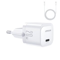 Сетевое зарядное устройство, Joyroom JR-TCF021, USB-C PD 20 Вт, кабель USB-C, белый цена и информация | Зарядные устройства для телефонов | 220.lv