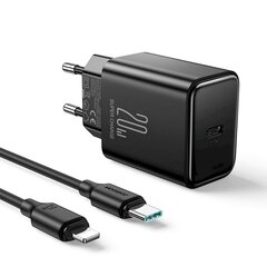 Сетевое зарядное устройство, Joyroom JR-TCF061, USB-C PD 20 Вт, кабель USB-C, белый цена и информация | Зарядные устройства для телефонов | 220.lv