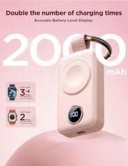 Мини-кулон, батарея питания, Joyroom, 2000 мАч, 3 Вт, с зарядным устройством, для Apple Watch, розовый цена и информация | Аксессуары для смарт-часов и браслетов | 220.lv