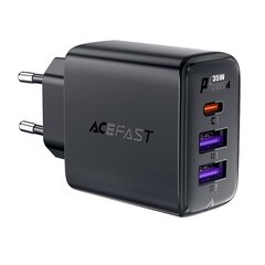 Сетевое зарядное устройство с 3 портами, Acefast A571, БП 35 Вт., GaN2x USB-A, USB-C, черный цена и информация | Зарядные устройства для телефонов | 220.lv