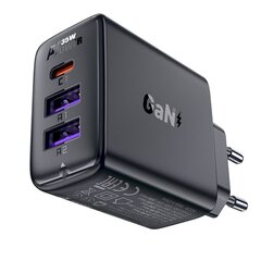 Сетевое зарядное устройство с 3 портами, Acefast A571, БП 35 Вт., GaN2x USB-A, USB-C, черный цена и информация | Зарядные устройства для телефонов | 220.lv