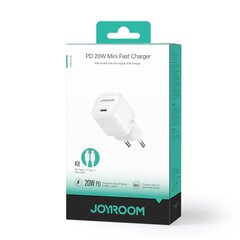 Сетевое зарядное устройство, Joyroom JR-TCF021, USB-C PD 20 Вт, кабель USB-C, белый цена и информация | Зарядные устройства для телефонов | 220.lv