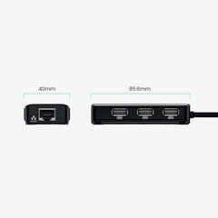 Сетевой адаптер, Ugreen 202641, USB-A - RJ45, 10/100, Mbps / 3x USB, 3.0 HUB, черный цена и информация | Адаптеры и USB разветвители | 220.lv