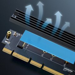 Плата расширения M-Key, Ugreen CM3021, PCIe 4.0 x16 - M.2 NVM, черный цена и информация | Адаптеры и USB разветвители | 220.lv