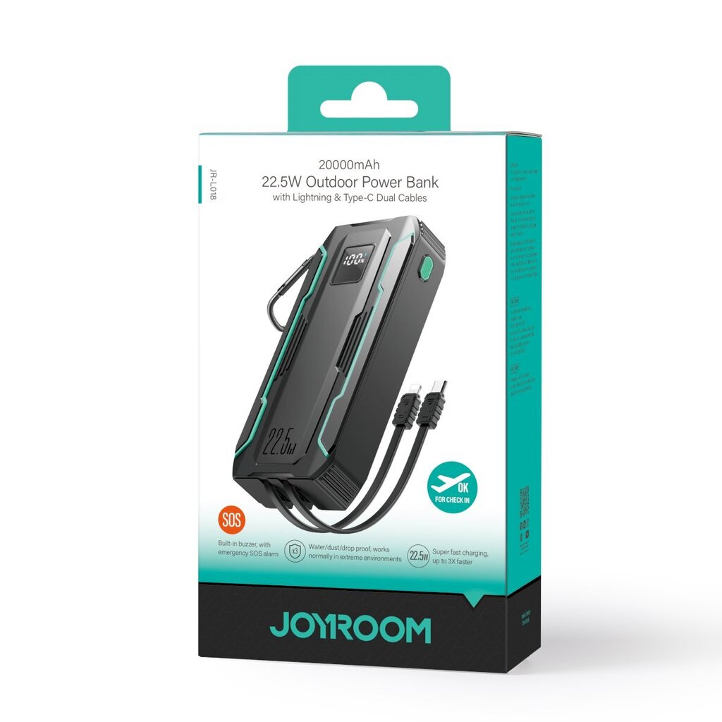 Joyroom JR-L0181, 20000 mA, melns цена и информация | Lādētāji-akumulatori (Power bank) | 220.lv