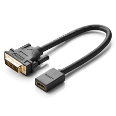 Переходник с HDMI, Ugreen 201181, внутренний на DVI внешний 0,15 м, черный цена и информация | Адаптеры и USB разветвители | 220.lv