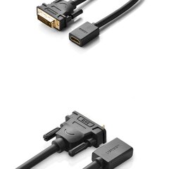 Переходник с HDMI, Ugreen 201181, внутренний на DVI внешний 0,15 м, черный цена и информация | Адаптеры и USB разветвители | 220.lv