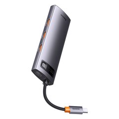 HUB adapteris, 8in1, Baseus StarJoy, StarJoy, USB-C uz USB-C PD 3x USB-A HDMI RJ-45 SD TF, pelēks cena un informācija | Adapteri un USB centrmezgli | 220.lv
