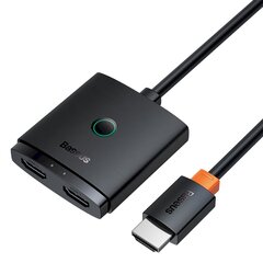 Переходник HDMI Splitter, 2 в 1, Baseus B01331105111-001, 4K, 60 Гц., двунаправленный AirJoy, 1 м., черный цена и информация | Адаптеры и USB разветвители | 220.lv