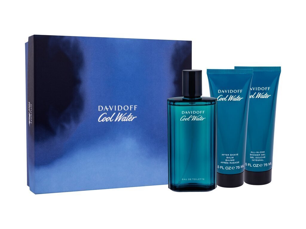 Kosmētikas komplekts Davidoff Cool Water vīriešiem: tualetes ūdens EDT, 125 ml + dušas želeja, 75 ml + balzams pēc skūšanās, 75 ml cena un informācija | Vīriešu smaržas | 220.lv