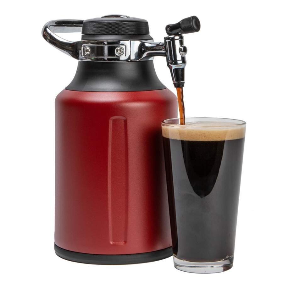 GrowlerWerks uKeg™ 1,9 l spiediena tvertne, burbulis, sarkans cena un informācija | Virtuves piederumi | 220.lv