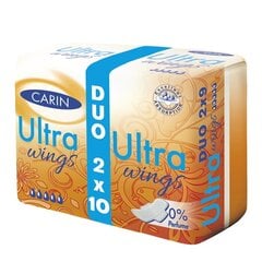 Higiēniskās paketes Carin Ultra Wings, 2 x 10 gab. cena un informācija | Tamponi, higiēniskās paketes, ieliktnīši | 220.lv