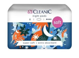 Higiēniskās nakts paketes Cleanic Super Soft. 8 gab. cena un informācija | Tamponi, higiēniskās paketes, ieliktnīši | 220.lv