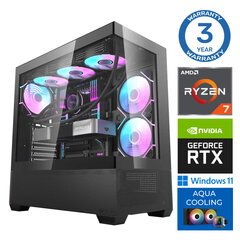 INTOP AQUA Ryzen 7 7800X3D 16GB DDR5 1TB SSD M.2 NVME RTX4060 8GB Win11 цена и информация | Стационарные компьютеры | 220.lv