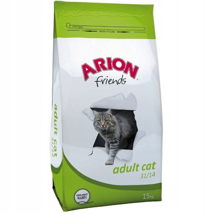 Arion Friends Adult ar vistu, 15 kg cena un informācija | Sausā barība kaķiem | 220.lv