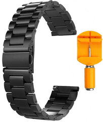 Melna tērauda rokassprādze Zaxer, 22mm pulkstenim cena un informācija | Viedpulksteņu un viedo aproču aksesuāri | 220.lv