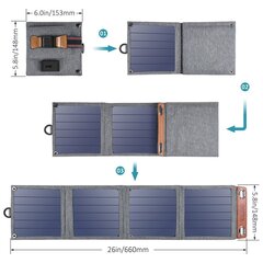 Solārais mobilo tālruņu lādētājs, salokāms, Choetech SC0041, ar USB 14 W., pelēks cena un informācija | Saules paneļi, komponentes | 220.lv