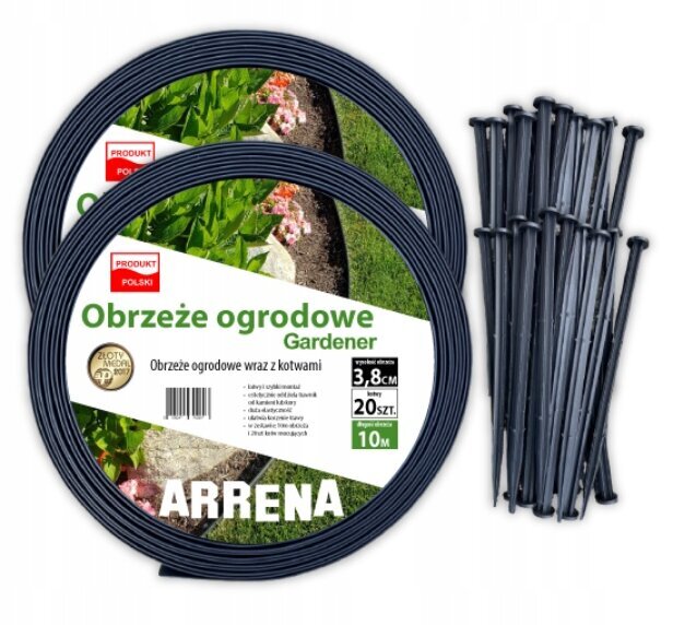 Plastmasas dārza apmales Arrena, 2000 cm x 3,8 cm melns cena un informācija | Žogi un piederumi | 220.lv