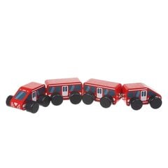 Koka vilciens Express Cubika, sarkans cena un informācija | Rotaļlietas zēniem | 220.lv