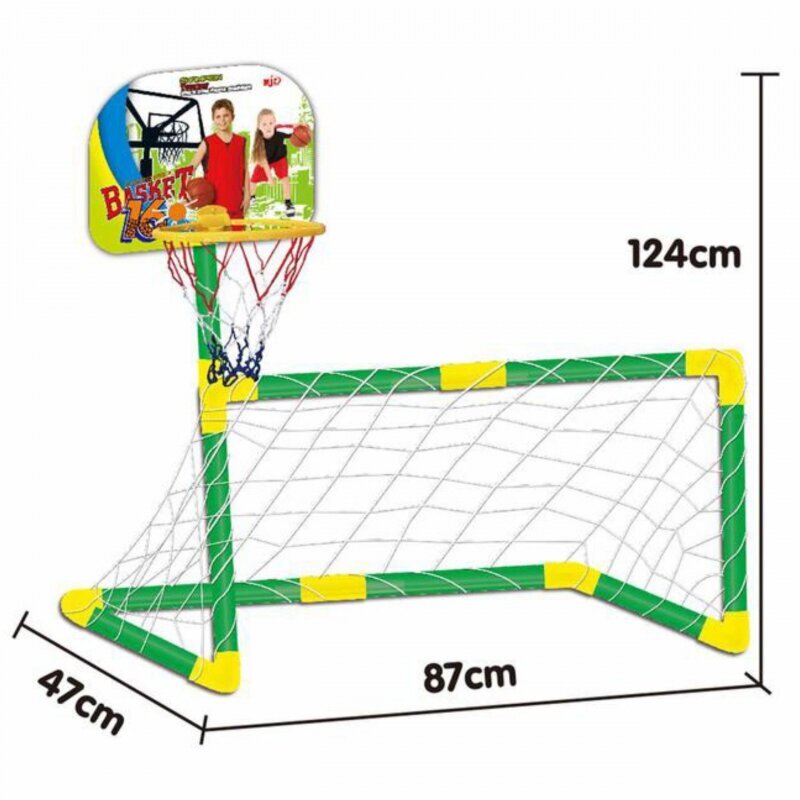 Futbola un basketbola komplekts ar piederumiem 2in1 Woopie, zaļš cena un informācija | Spēles brīvā dabā | 220.lv