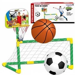 Futbola un basketbola komplekts ar piederumiem 2in1 Woopie, zaļš cena un informācija | Spēles brīvā dabā | 220.lv