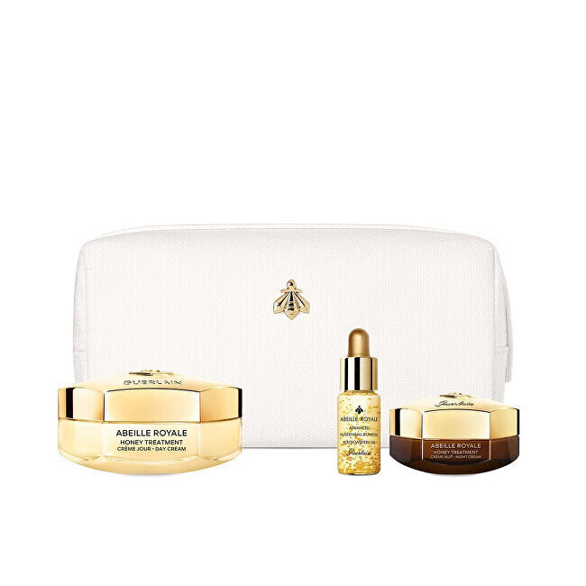 Ādas kopšanas komplekts Guerlain Abeille Royale Set sievietēm: dienas sejas krēms, 50 ml + nakts sejas krēms, 15 ml + sejas eļļa, 15 ml + kosmētikas soma cena un informācija | Sejas krēmi | 220.lv