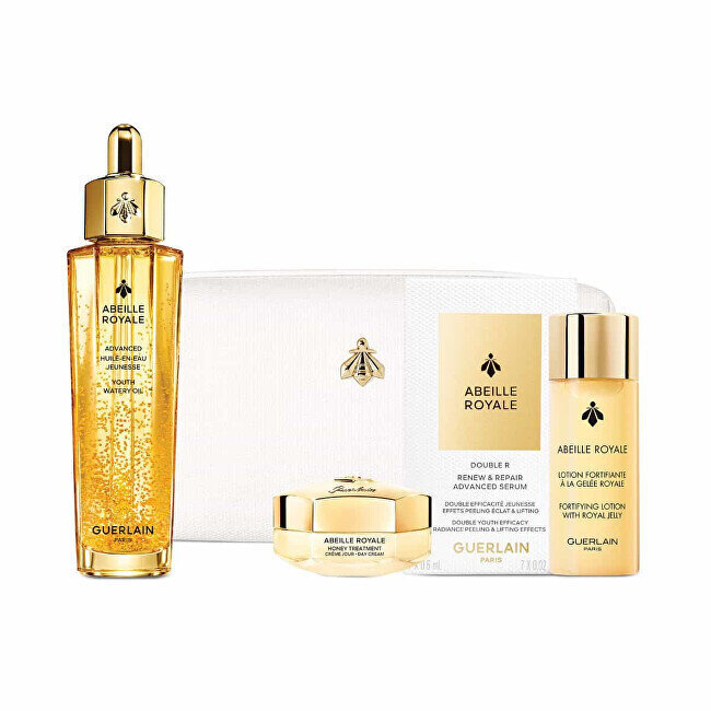 Ādas kopšanas komplekts Guerlain Abeille Royale Set sievietēm: sejas eļļa, 50 ml + nostiprinošs losjons, 40 ml + sejas krēms, 15 ml + sejas serums 7 x 0.6 ml + kosmētikas soma цена и информация | Sejas krēmi | 220.lv