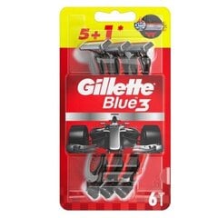 Одноразовые бритвы Gillette Blue3 Red &amp; White, 6 шт. цена и информация | Косметика и средства для бритья | 220.lv