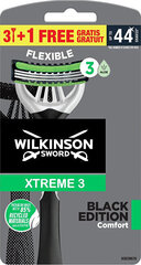 Vienreizlietojamo skūšanās asmeņu komplekts Wilkinson Sword Xtreme 3 Black Edition Comfort 3+1 gab. cena un informācija | Skūšanās piederumi, kosmētika | 220.lv