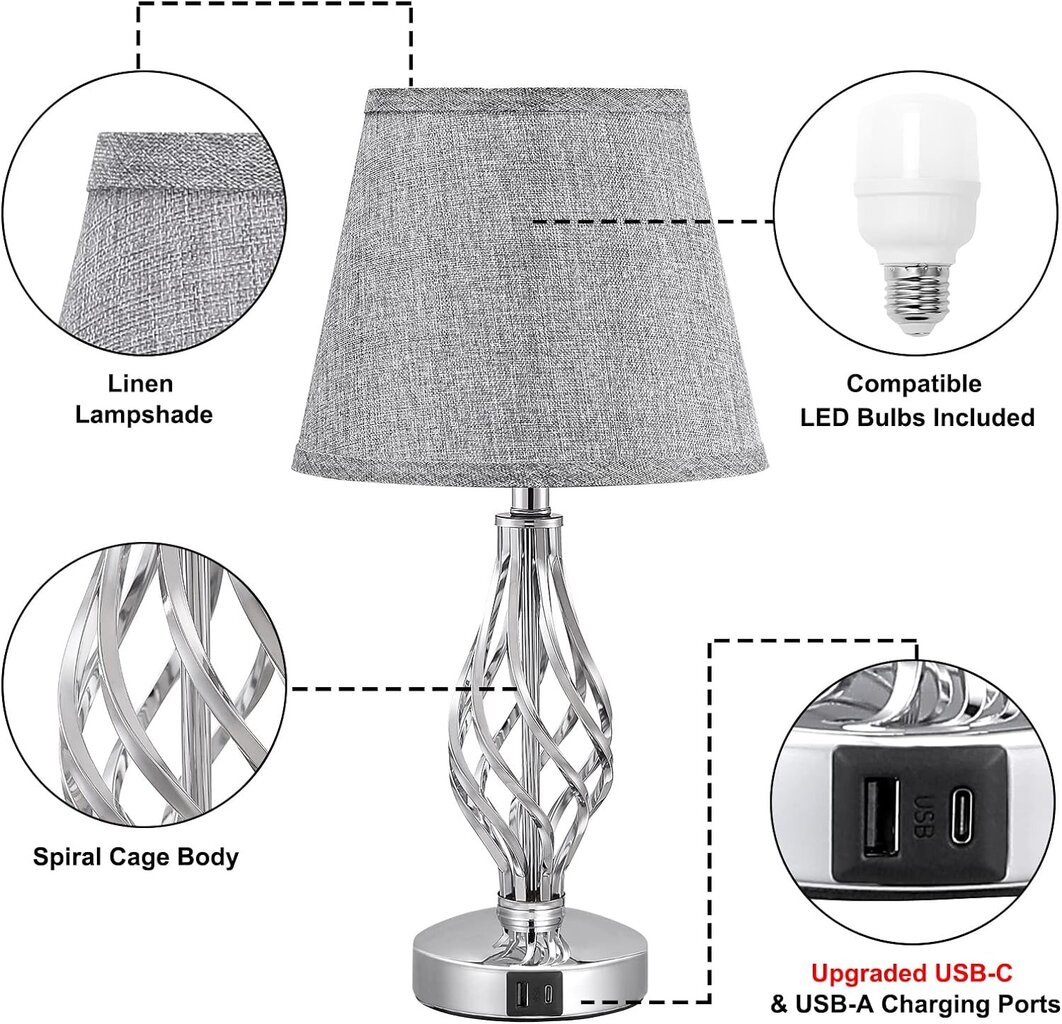LED galda lampa, 2 gab. cena un informācija | Galda lampas | 220.lv