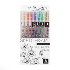 Gēla pildspalvas Bruno Visconti Sketch&Art Glitter 20-0309, 0,5mm, 8 krāsas цена и информация | Письменные принадлежности | 220.lv