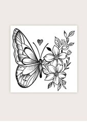 Pagaidu tetovējums ar tauriņu un ziediem Electronics LV-300029, 1 gab. cena un informācija | Kosmētikas otas, sūkļi | 220.lv