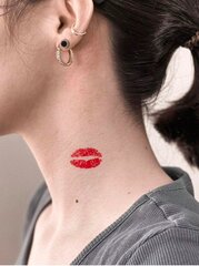 Временная татуировка с рисунком губ, Electronics LV-300047, красная, 1шт цена и информация | Кисти для макияжа, спонжи | 220.lv