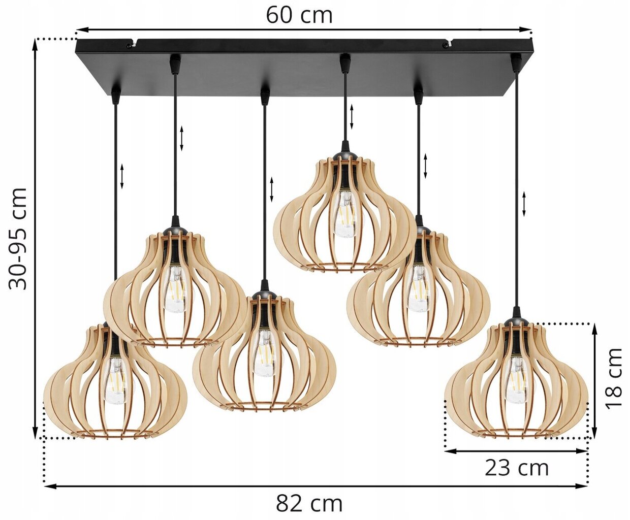 LightHome piekaramā lustra, melna cena un informācija | Lustras | 220.lv