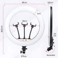 18 collu LED gredzenu gaisma ar statīvu, LIVMAN zbbgd-002 (led ring) cena un informācija | Apgaismojums fotografēšanai | 220.lv