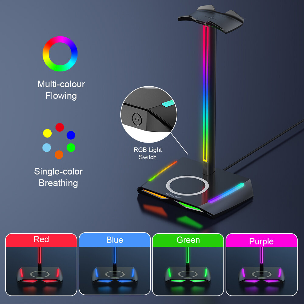 Austiņu statīvs Feegar Hold ar RGB LED apgaismojumu cena un informācija | Austiņu piederumi | 220.lv