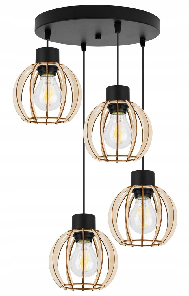 LightHome piekaramā lampa Timber, melna цена и информация | Lustras | 220.lv