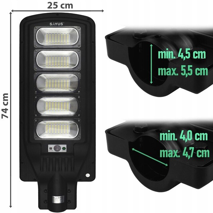 LED āra gaismeklis ar saules paneli Fluxar S697 1200W cena un informācija | Āra apgaismojums | 220.lv