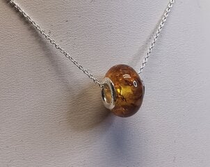 Кулон на серебряной цепочке с янтарным шариком в Pandora style цена и информация | Украшения на шею | 220.lv