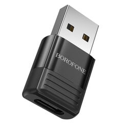 Адаптер Borofone OTG BV18 ​​— Type C — USB — черный цена и информация | Адаптеры и USB разветвители | 220.lv