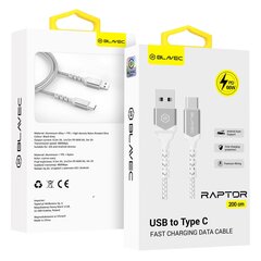 Blavec Cable Raptor braided - USB to Type C - PD 66W 6A 2 metres (CRA-UC6WS20) white-silver цена и информация | Кабели для телефонов | 220.lv