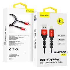 Blavec Cable Raptor braided - USB to Lightning - 2,4A 0,5 metres (CRA-UL24BR05) black-red цена и информация | Кабели для телефонов | 220.lv