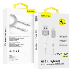 Blavec Cable Raptor braided - USB to Lightning - 2,4A 1 metre (CRA-UL24WS10) white-silver цена и информация | Кабели для телефонов | 220.lv