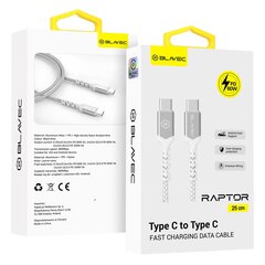 Blavec Cable Raptor braided - Type C to Type C - PD 60W 3A 0,25 metres (CRA-CC3WS025) white-silver цена и информация | Кабели для телефонов | 220.lv