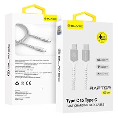 Blavec Cable Raptor braided - Type C to Type C - PD 60W 3A 1 metre (CRA-CC3WS10) white-silver цена и информация | Кабели для телефонов | 220.lv